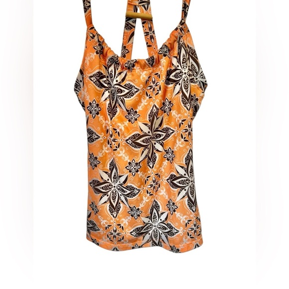 Prana Small Athletic Top Quinn Chakara Floral Orange & Brown Size Small Athlete - Picture 2 of 6